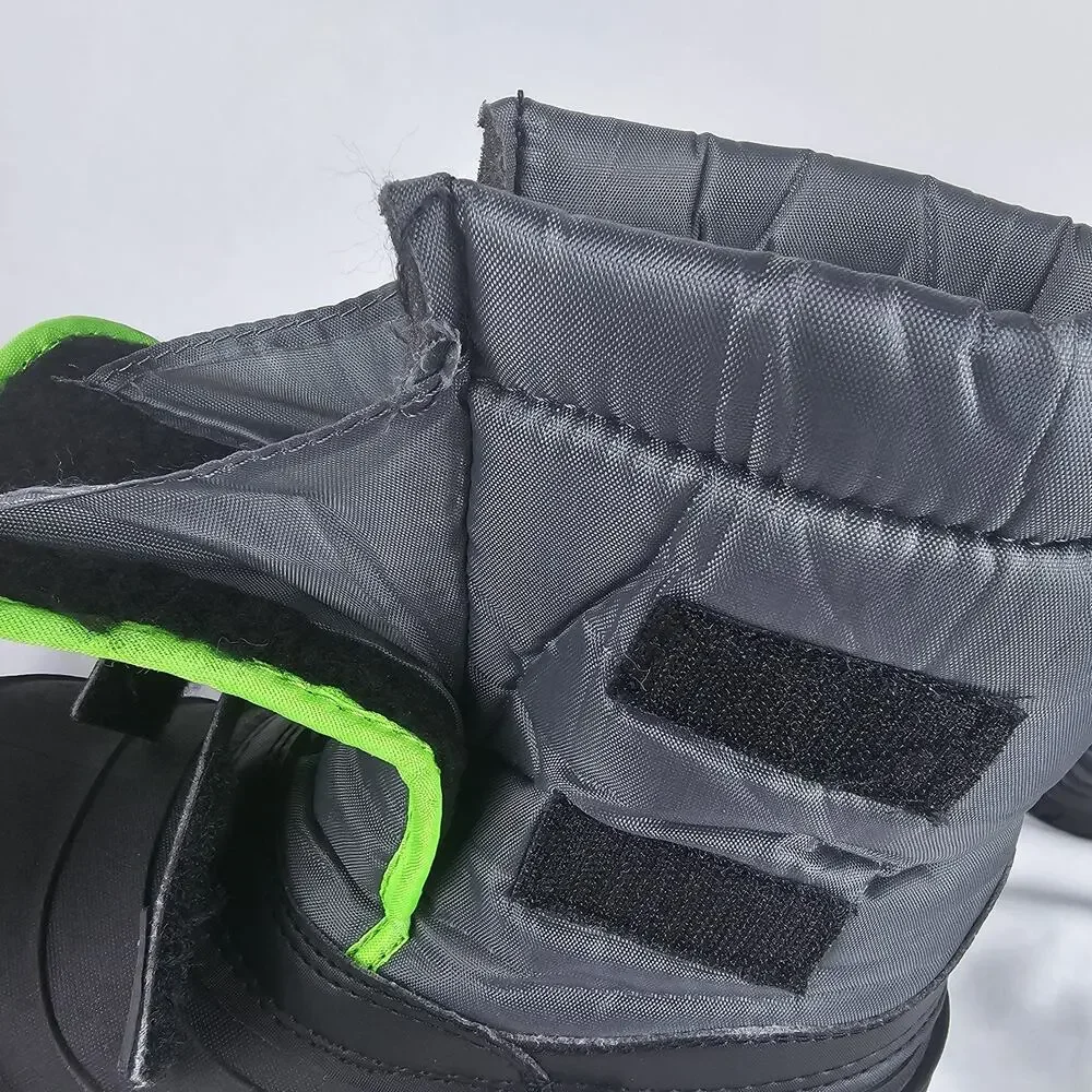 Wonder Nation Boys Winter Snow Boots Gray Neon Green Youth Size 2 Waterproof